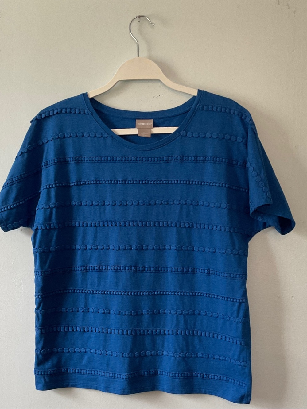 Chico's Royal Blue Short Sleeve Textured Tee